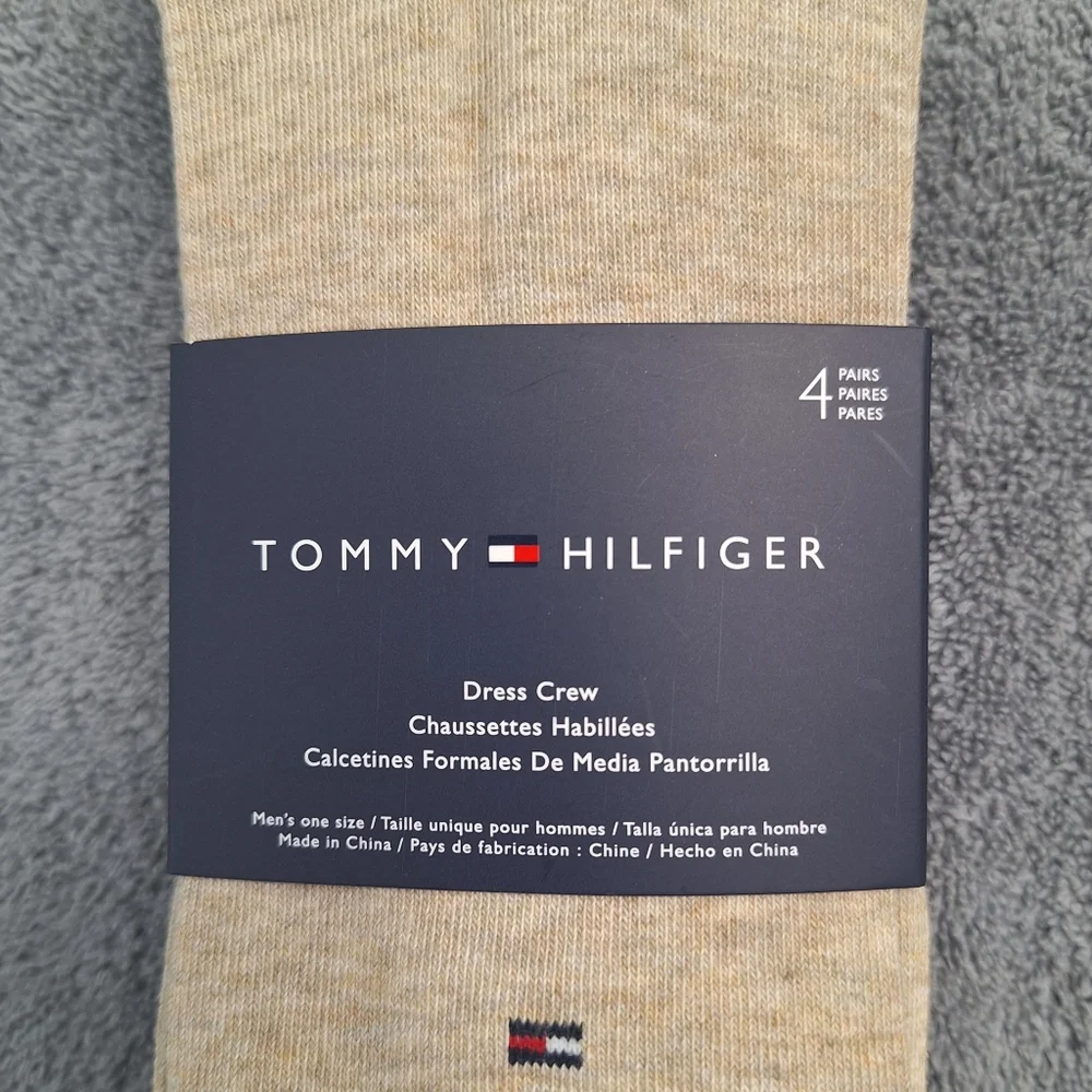 Tommy Hilfiger Men's Dress Crew Socks Iconic Flag Logo Heather Size 7-12